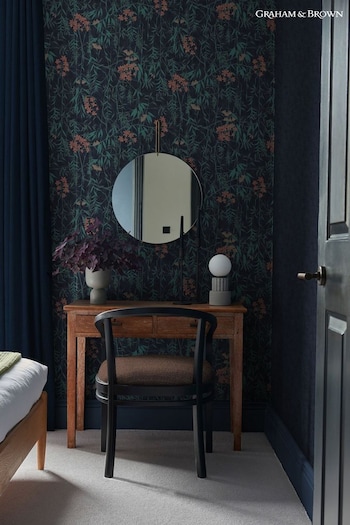 Graham & Brown Blue Obassia Silk  Wallpaper Wallpaper (B36800) | £1