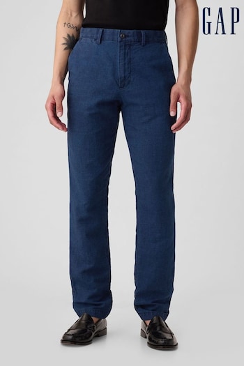 Gap Navy/Blue Linen Blend Slim Fit Trousers (B36803) | £50
