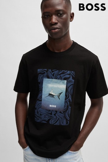 BOSS Black Cotton-Jersey Regular-Fit T-Shirt With Seasonal Artwork (B36954) | £59