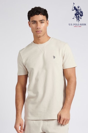 U.S. White Polo Assn. Mens Classic Fit Natural Textured Terry T-Shirt (B36970) | £35
