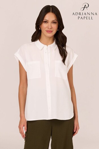 Adrianna Papell Sleeveless Woven Utility White Shirt (B37001) | £39