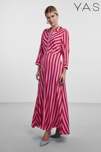 Y.A.S Pink Maxi crepad Shirt Dress (B37077) | £65