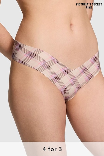 Victoria's Secret PINK Moonstone Pink Plaid High Leg Thong Knickers (B37092) | £9