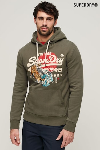 Superdry Green Tokyo Vintage Logo Hoodie (B37126) | £60