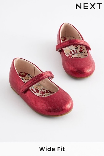 Red Wide Fit (G) Mary Jane Touch Fastening Occasion Shoes (B37207) | £17 - £19