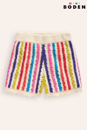 Boden Natural Stripe Knitted Ruched Shorts (B37216) | £27 - £32