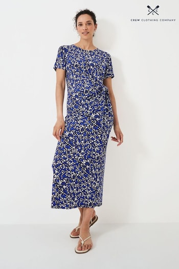 Crew courtes Clothing Company Multi Blue Abstract Viscose Relaxed Jersey Dress (B37224) | £65