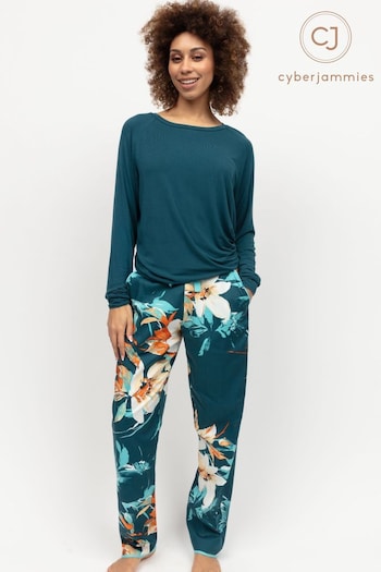 Cyberjammies Blue Slouch Top and Print Bottoms Pyjama Set (B37311) | £48