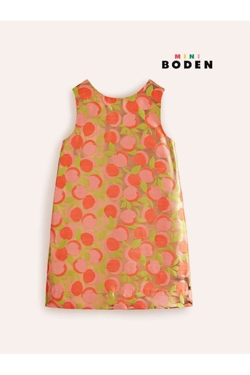 Boden Orange Peach Bow Back Metallic Dress (B37330) | £45 - £49