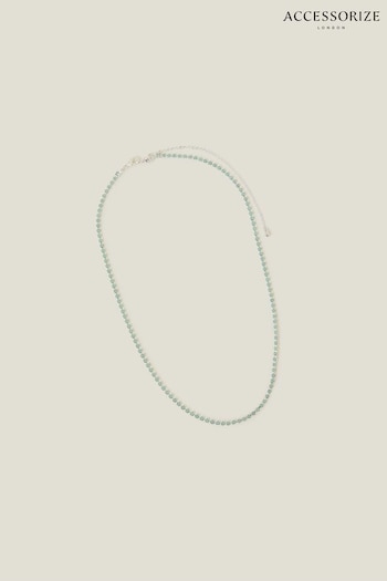Accessorize Green Sterling Silver-Plated Tennis Necklace (B37397) | £16