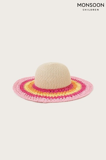 Monsoon Pink Crochet Floppy Hat (B37508) | £14 - £15