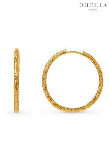 Orelia London Gold Tone Molten Mid Size Hoop Earrings (B37525) | £25
