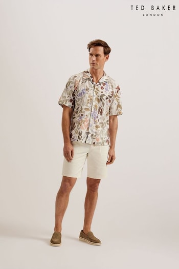 Ted Baker White Fulhum Cotton Pleated Shorts Maui (B37534) | £90