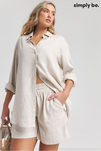 Simply Be Oversized Natural Linen Shirt (B37582) | £28