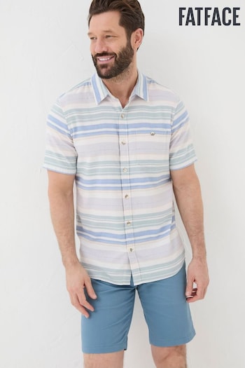 FatFace Purple Short Sleeve Trescott Stripe Shirt (B37627) | £44
