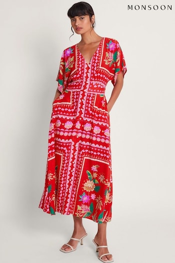 Monsoon Red Sandie Print Dress (B37629) | £85