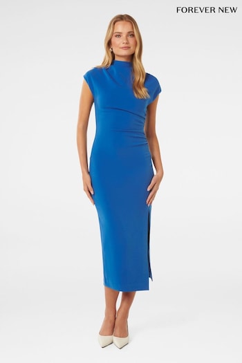 Forever New Blue Samantha Cowl Neck Midi Dress (B37684) | £110
