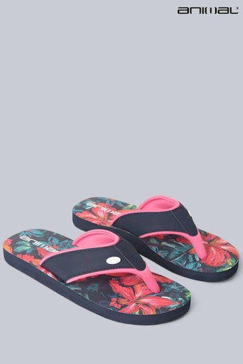 Animal Dark Blue Swish Printed Flip Flops (B37830) | £22