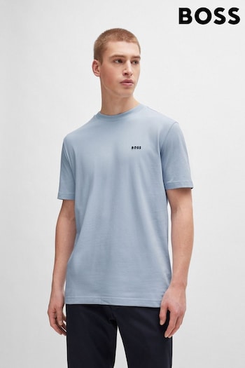 BOSS Blue Stretch-Cotton Regular-Fit T-Shirt With Contrast Logo (B37890) | £45