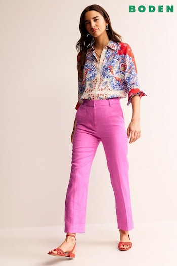 Boden Pink Kew Linen Trousers (B37976) | £90