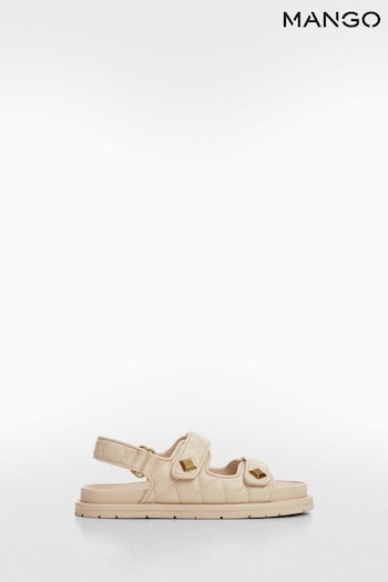 Mango Cream Quilted Two Strap Sandals (B37986) | £60