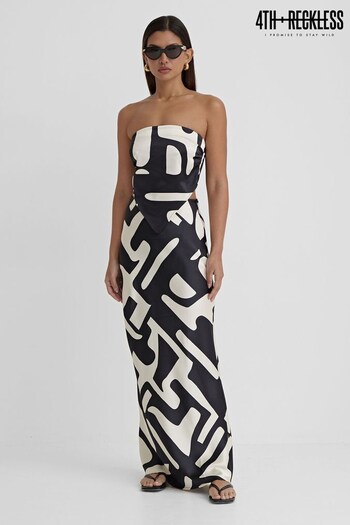 4th & Reckless Black Nelly Abstract Maxi Skirt (B37987) | £35