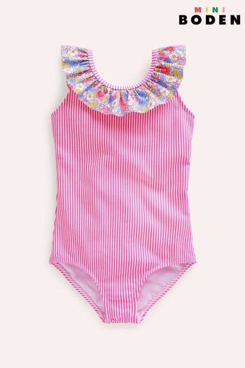 Boden Pink Frill Neck Swimsuit (B38009) | £23 - £27