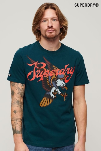 Superdry Green Tattoo Script T-Shirt (B38049) | £30