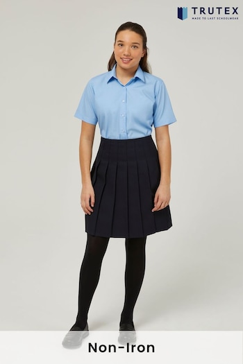 Trutex Blue Regular Fit Short Sleeve 2 Pack School Shirts (B38088) | £21 - £24