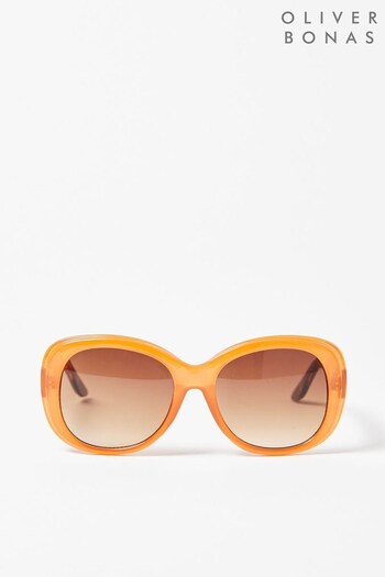 Oliver Bonas Orange Tortoiseshell Round JUDE Sunglasses (B38129) | £28