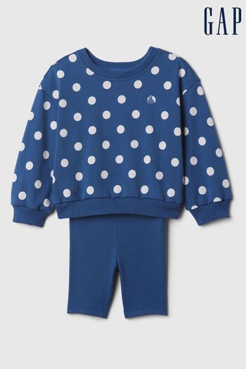 Gap Blue Dot Print Sweatshirt and Shorts Baby Set (12mths-5yrs) (B38227) | £30
