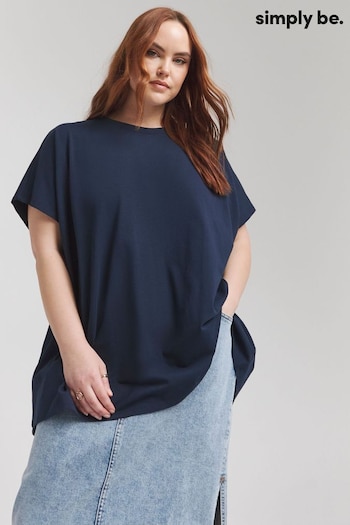 Simply Be Blue Slouchy Dip Back T-Shirt (B38259) | £16