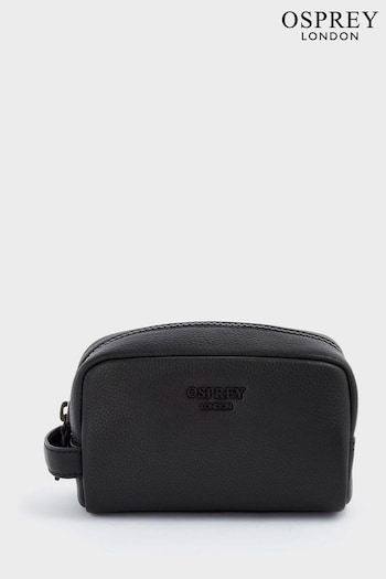 OSPREY LONDON Small The Onyx Leather Black Washbag (B38297) | £65