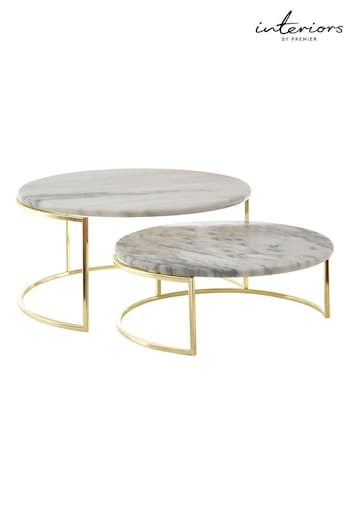 Interiors by Premier Set of 2 White Marble Cake Stands (B38332) | £83