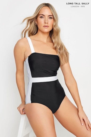 Long Tall Sally Black LTS Tall Black & White Colourblock Swimsuit (B38376) | £40
