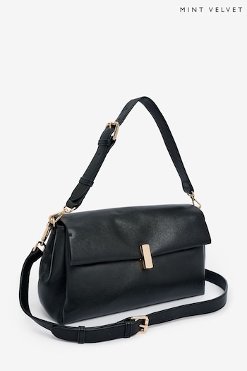 Mint Velvet Black Leather Shoulder Bag (B38391) | £139