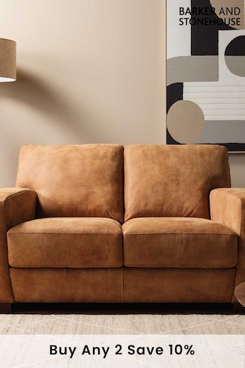 Barker and Stonehouse Brown Kansas Leather Loveseat (B38392) | £1,145