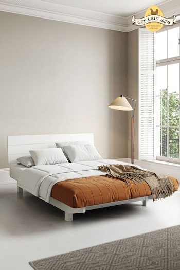 Get Laid Beds White Floating Space Saver Solid Wood Bed (B38402) | £630 - £885