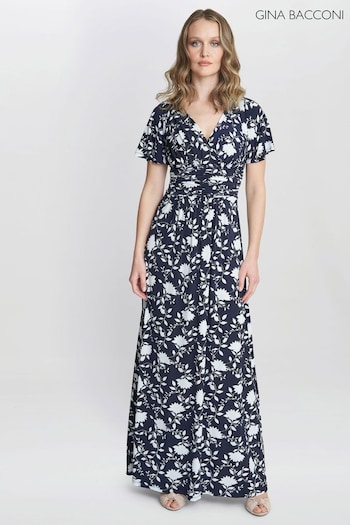 Gina Bacconi Blue Faye Jersey Maxi Dress (B38508) | £130