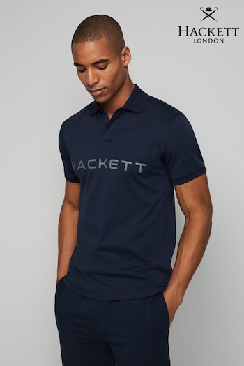 Hackett London Men Blue Short Sleeve Affluent Polo Shirt (B38538) | £80