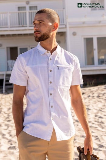 Mountain Warehouse White Coconut Slub Texture 100% Cotton Mens Shirt (B38632) | £29