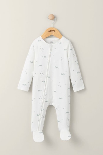 Mamas & Papas Whale Print Zip White Sleepsuit (B38704) | £15