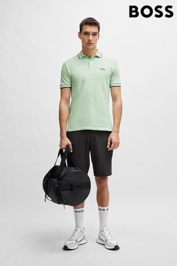 BOSS Green Cotton Buttondown Polo Shirt With Contrast Logo Details (B38716) | £89