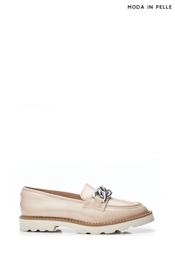 Moda in Pelle Natural Evella Chunky Loafers With Chunky Chain Trim (B38720) | £89