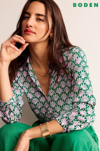 Boden Green Sienna Silk Shirt (B38781) | £140