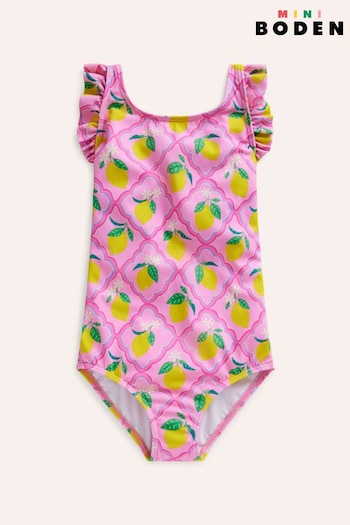 Boden Pink Frill Crossback Lemon Swimsuit (B38876) | £23 - £27