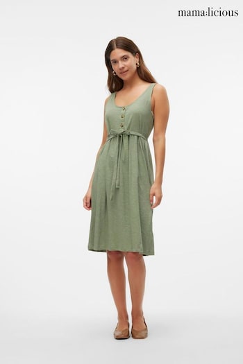 Mamalicious Green Maternity Button Front Mini Dress With Nursing Function (B38893) | £25