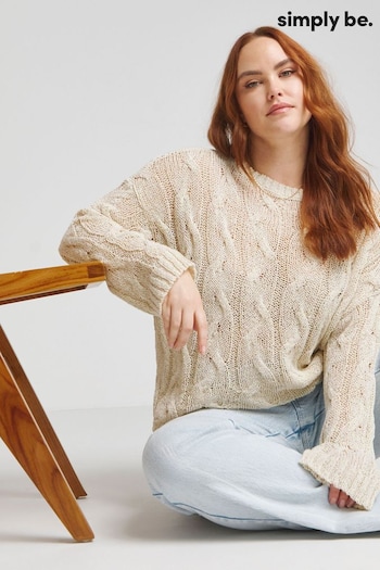 Simply Be Natural Tape Yarn Open Cable Jumper (B38933) | £30