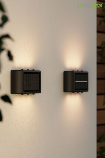 SolarCentre Black Mini Trio Up and Down Wall Lights Set of 2 (B38937) | £20