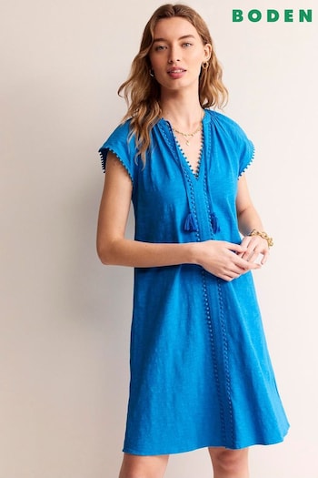 Boden Blue Millie Pom Cotton Dress (B39011) | £60